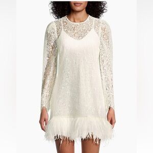 NWT Likely Joyce Feather Trim Lace Mini Dress 10